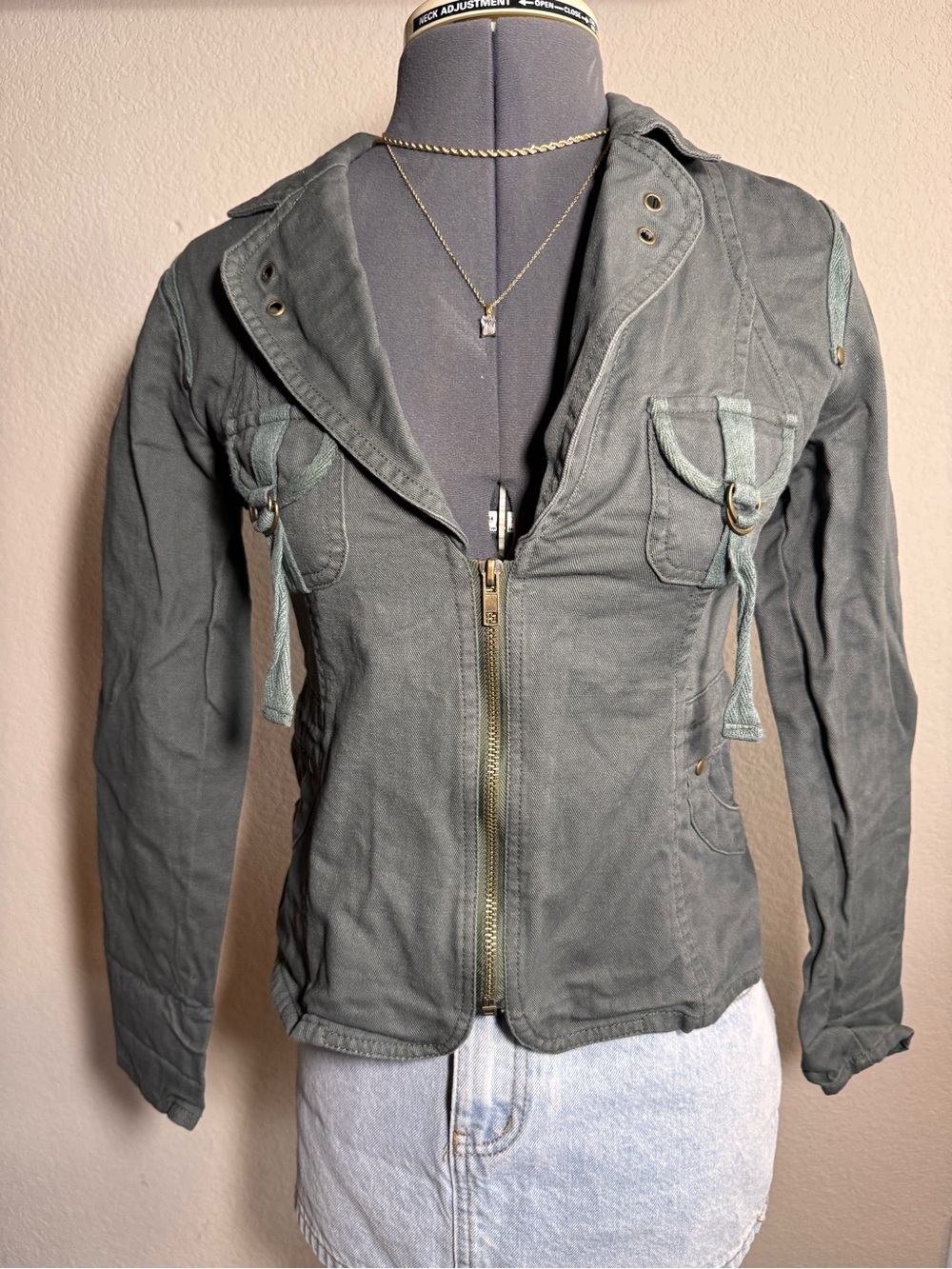 Vintage Y2K Army Green Grunge Jacket Money & Sunny S